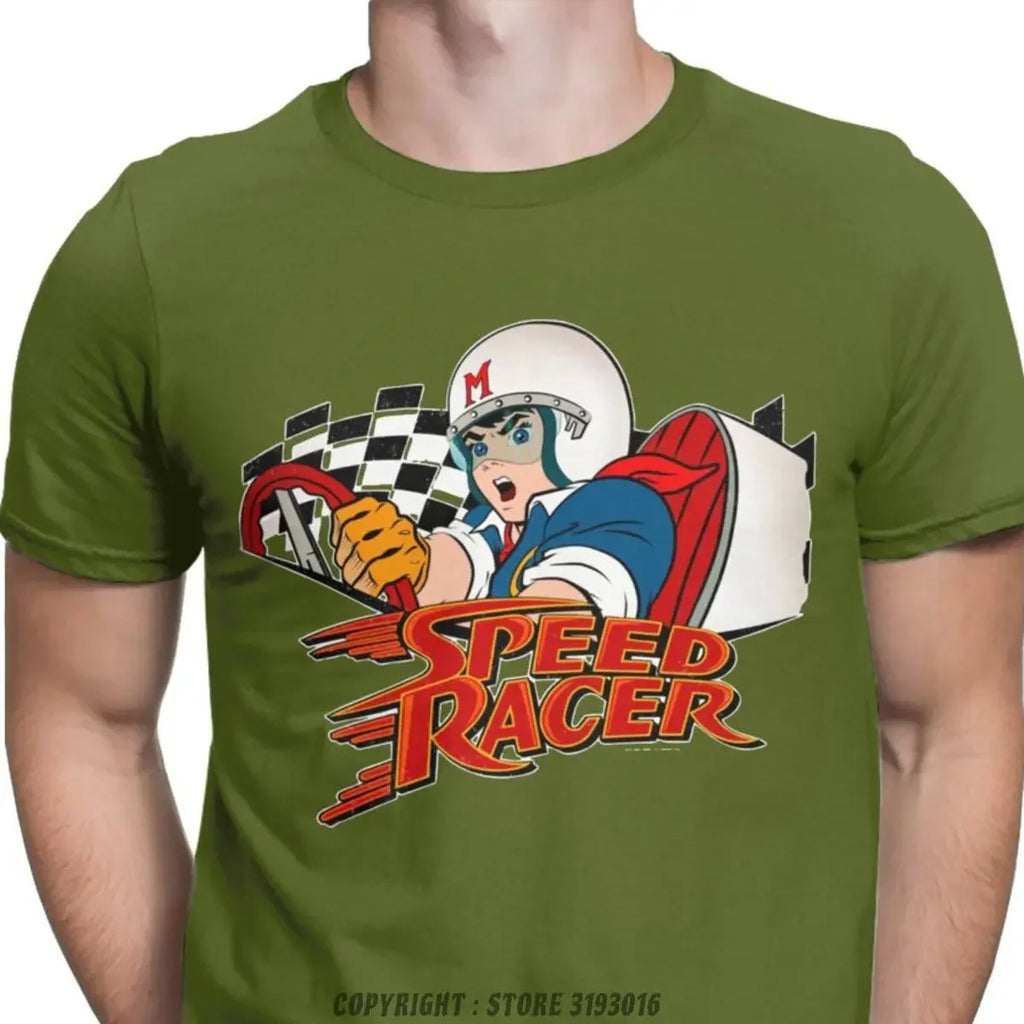 Speed Racer Meteoro Men's Tshirts Cool Christmas Crew Neck T Shirt Cotton Camisas Hombre Harajuku Aesthetic Printed Tshirt Men