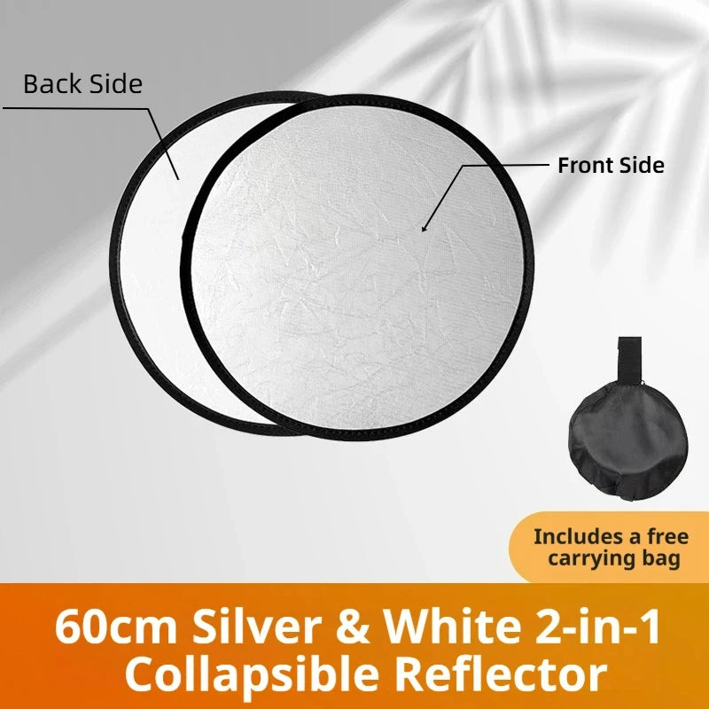 2-in-1 Dual Sided Gold Silver Reflector Portable Foldable Light Panel for Portrait Live Streaming Studio Outdoor Photography