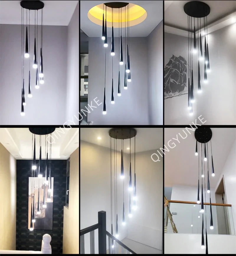 Stair Led Ceiling Chandeliers Duplex Loft Lamp Living Room Decoraction Luxury Light Appliance Hanging Lamps For  Lustre
