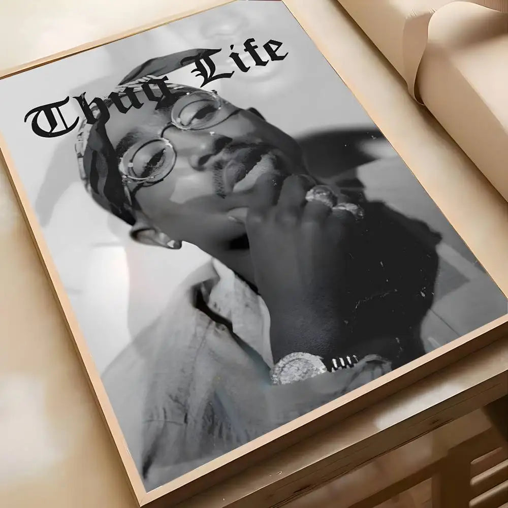 Hip Hop Singer 2-2Pac-MT Tupac Shakur Poster Art painting poster with prints Home bedroom living room decoration gift