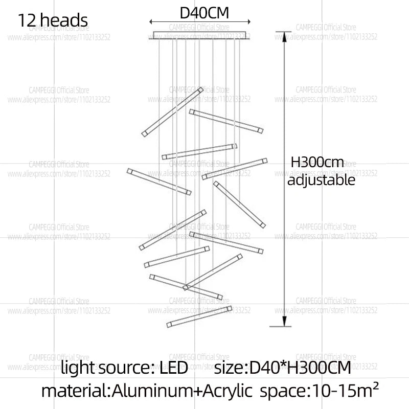 Modern Chandelier Luster Lights For Stair Hall Dining Living Room Duplex Building Indoor Lighting Fixture Staircase Chandelier