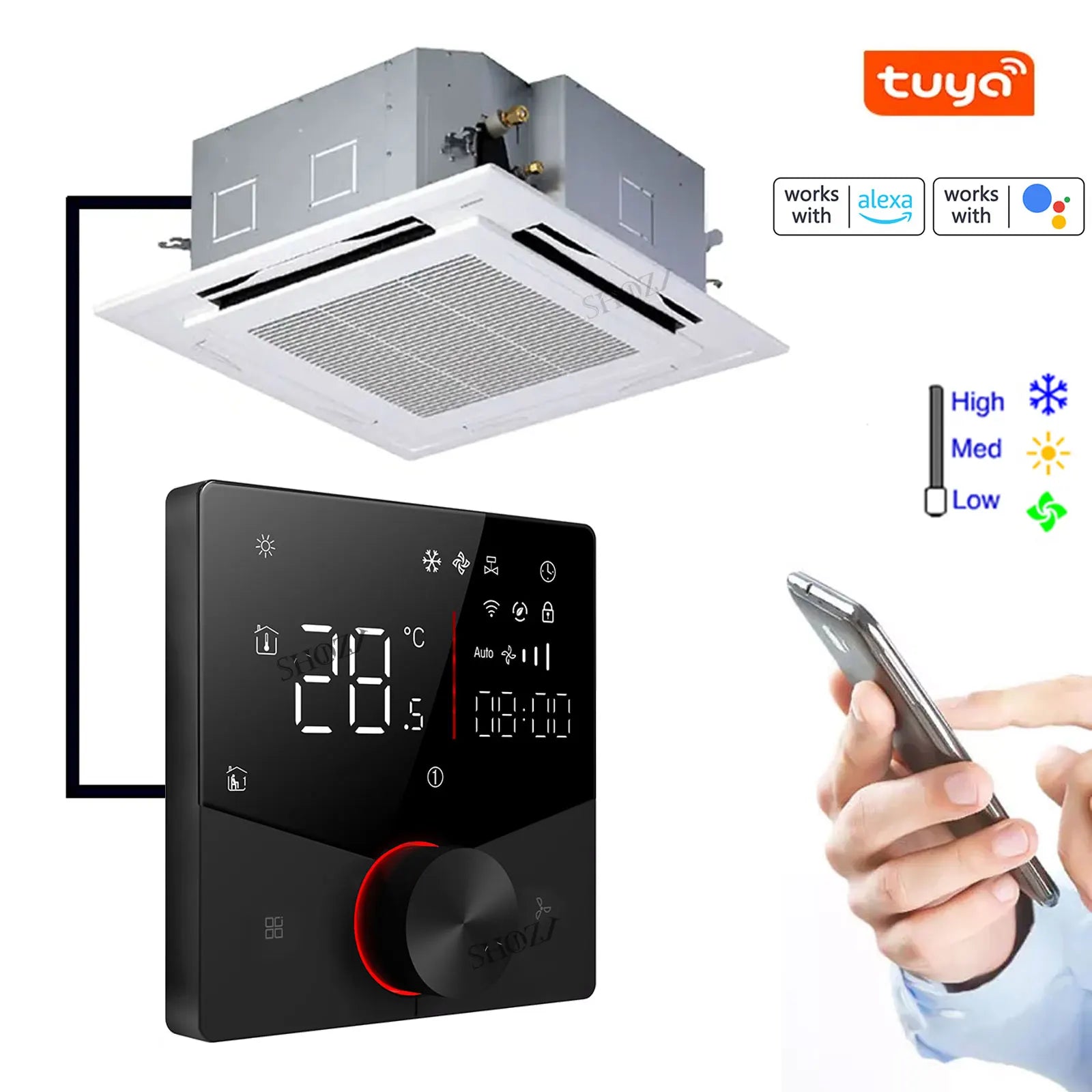 EU 24V 220V WIFI Smart Air Conditioner Thermostat Temperature Controller for Cooling Heating Programable Thermostatic Valve