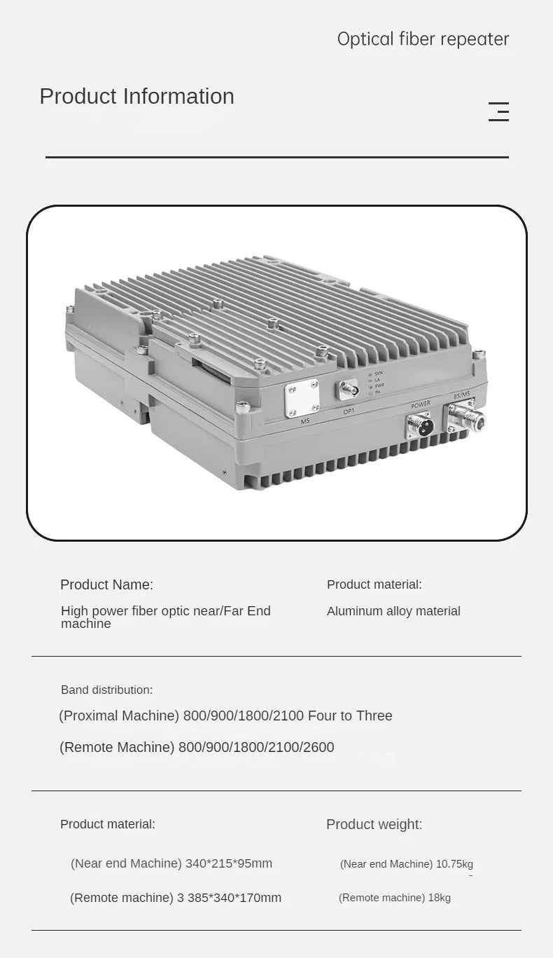 Fiber Optic Remote/Proximal Unit antenna booster gsm cell signal amplifier band phone signal