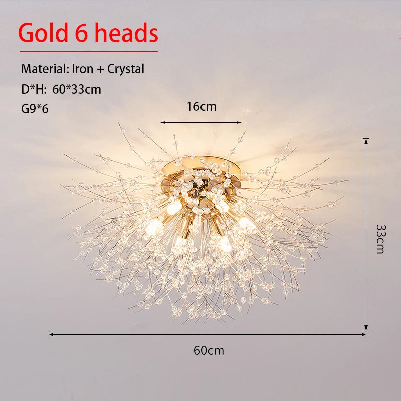 Dandelion Crystal Chandelier Nordic Modern Living Room Dining Room Bedroom Ceiling Light Room Light Fireball Decorative Light