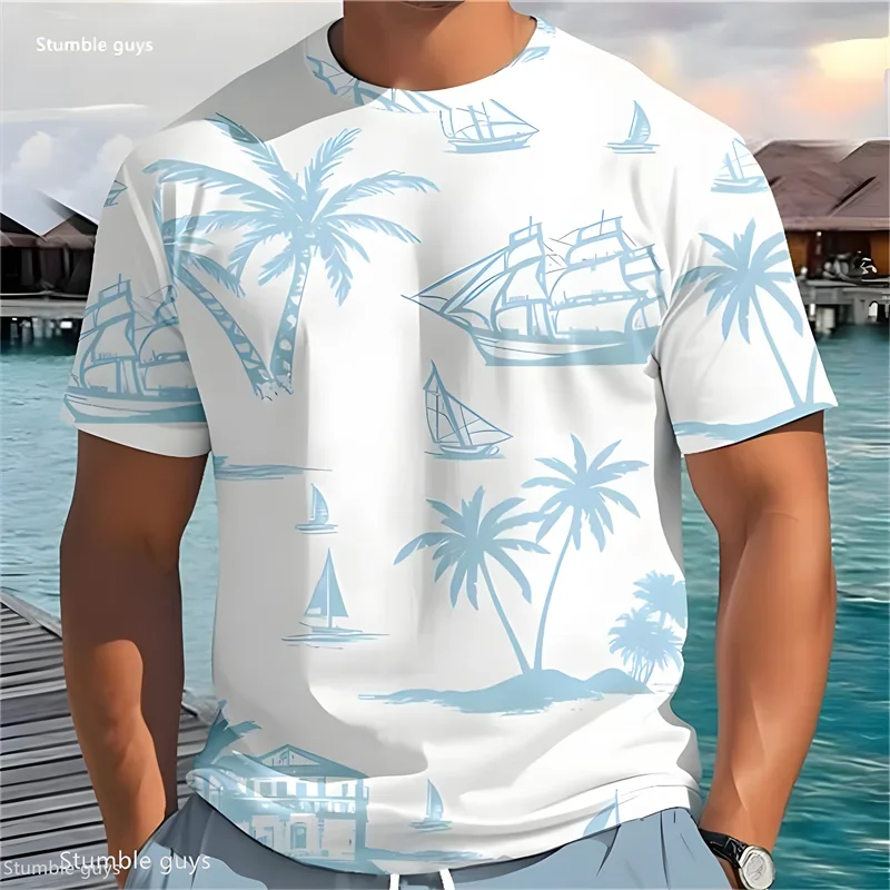 Summer Men's Large Size Streetwear T-Shirt Anime Graphic Loose Short Sleeve Breathable Lightweight Oversized Tops