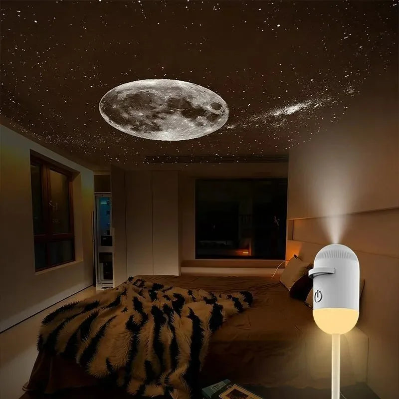2-in-1 Mini Galaxy Star Projector Night Light – Starry Sky Ambient Lamp for Bedroom Sleep & Decoration