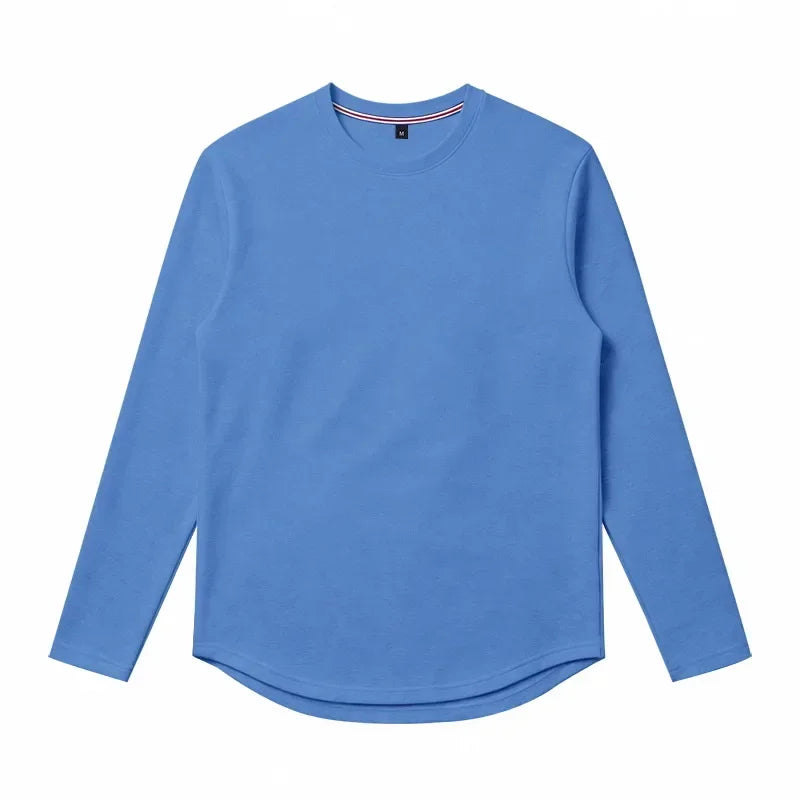Autumn and Winter Men's Thin Casual Crew Neck Pullover Loose Versatile Breathable Commuter Long Sleeve Bottom T-Shirt