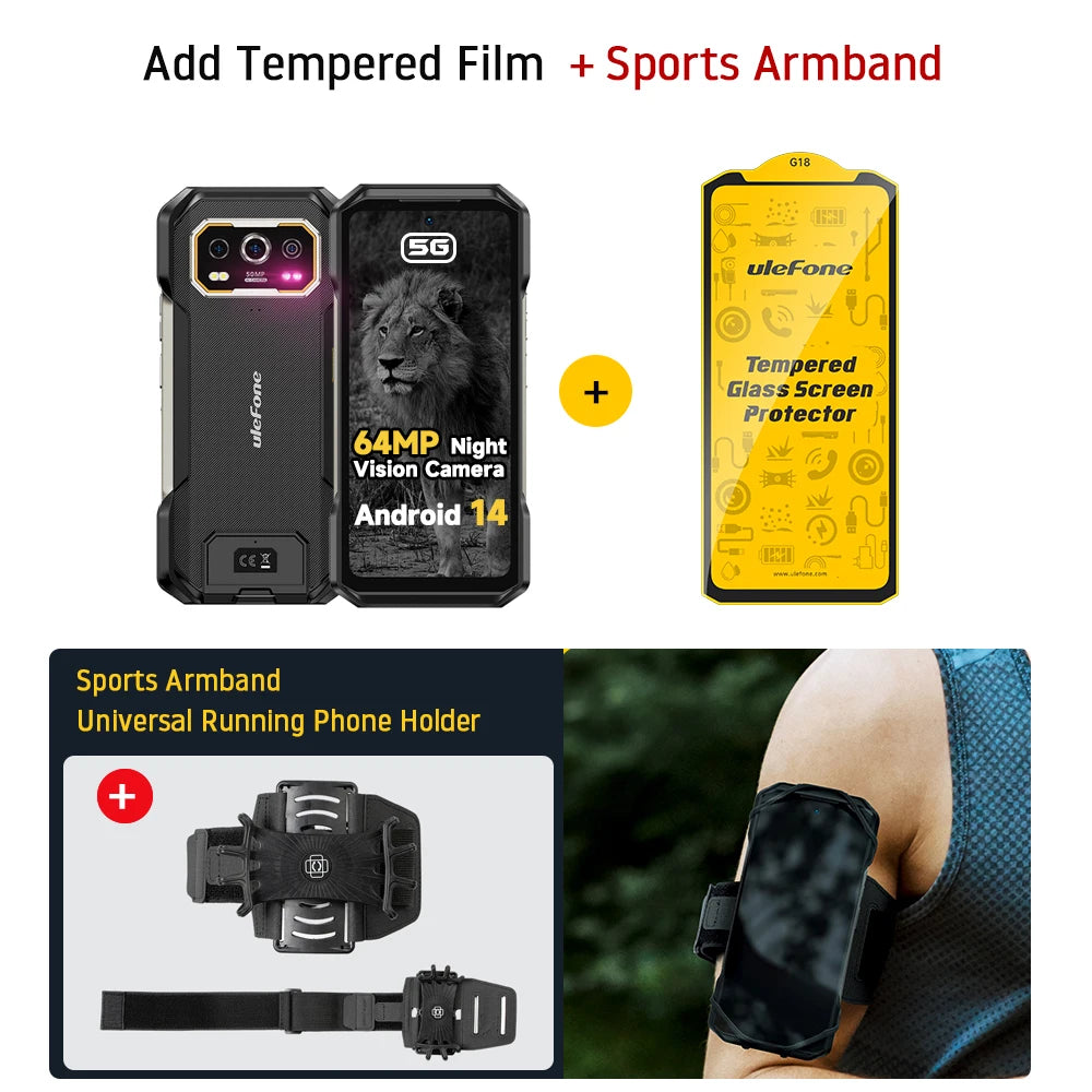 Ulefone Armor 27 Pro 5G 10600mAh Smartphone 50MP Camera 64MP Night Android 14 Rugged Phone Up to 24GB+256GB NFC Waterproof Phone