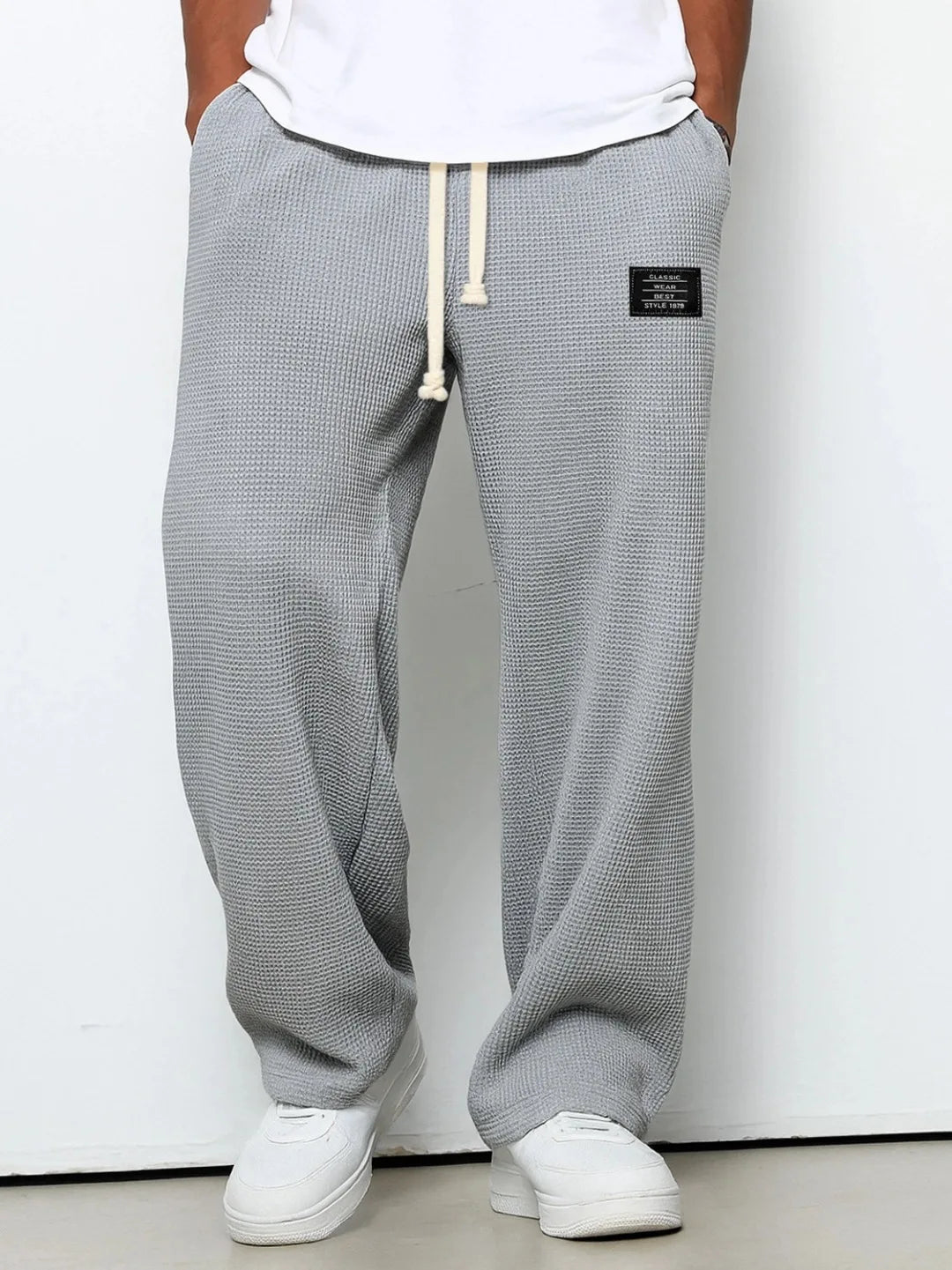 Men's Stretch Straight-Leg Sweatpants Spring-Autumn Fashion Loose-Fitting Wide-Leg Casual Pants for Sports and Leisure