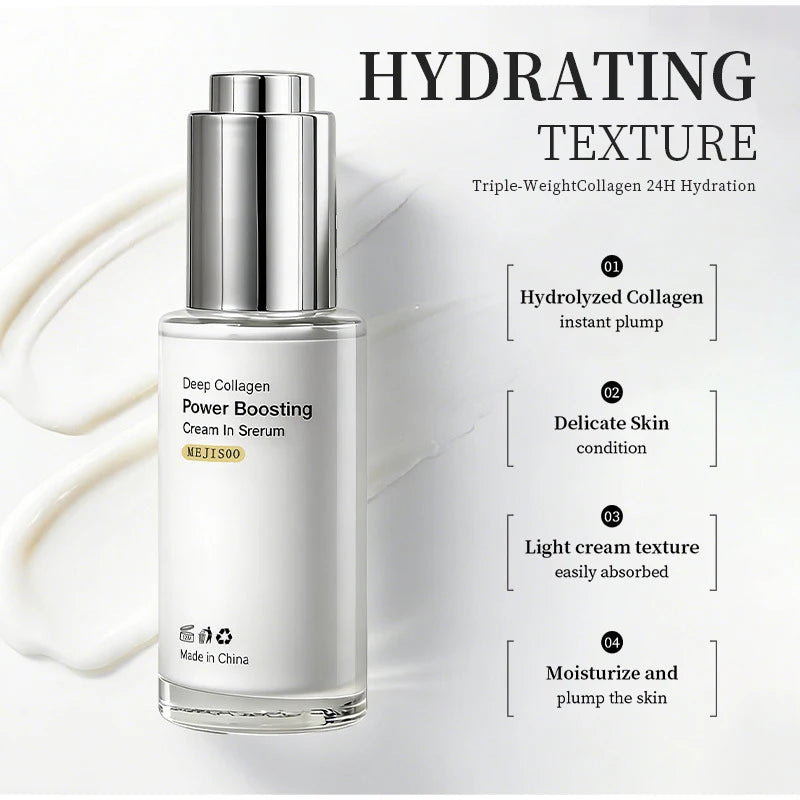 Korean Collagen Power Boosting Cream Serum, Volufiline Niacinamide Firmer Plumper Skin, Wrinkle Elasticity Lightweight Care 40ml