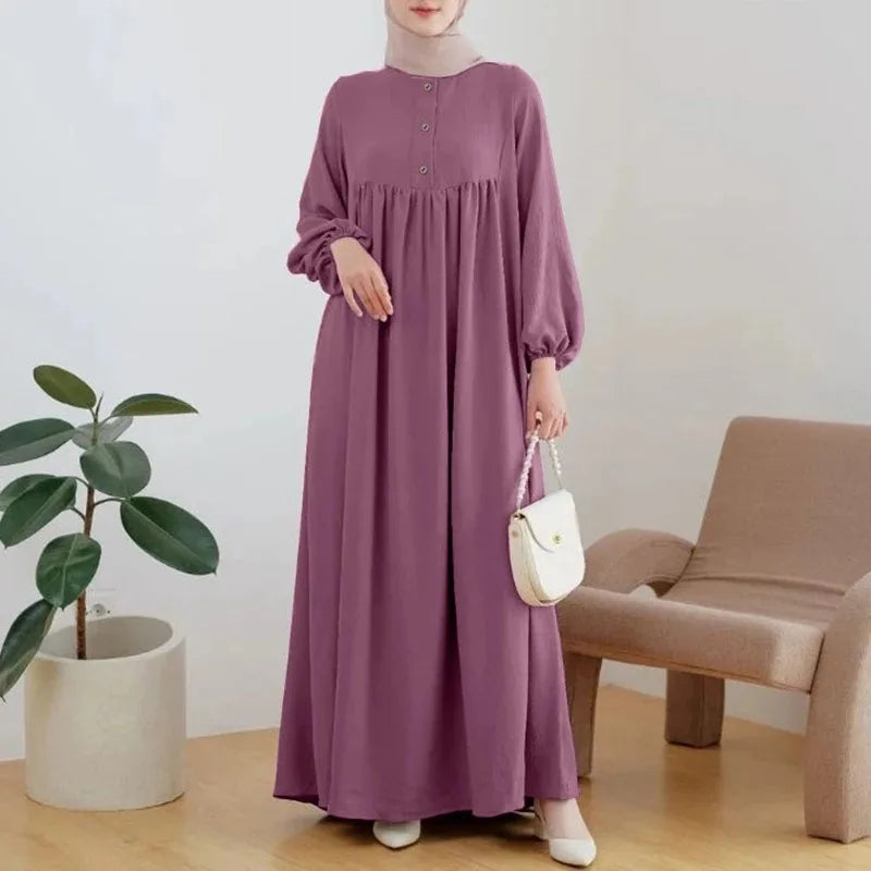 Stylish Casual Robe Bubble Sleeve Dress