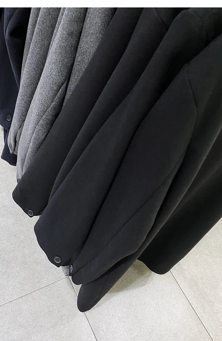 MAMELICCE Original design Mid-length woolen coat Wool-blend coat Classic business casual Autumn and winter trench coats Men coat
