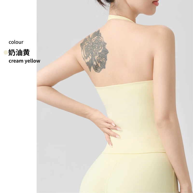 Halter Yoga Vest, Shockproof Running Sports, High-Strength Sports Underwear, Fitness, Pilates Suspender, Beautiful Back