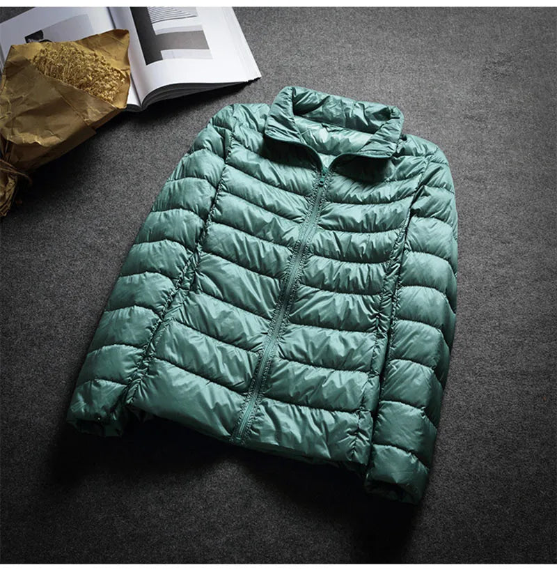 Schinteon Ultralight White Duck Down Jacket Spring Autumn Warm Slim Zipper Women Fashion Light Down Coat 13 Colors S-7XL
