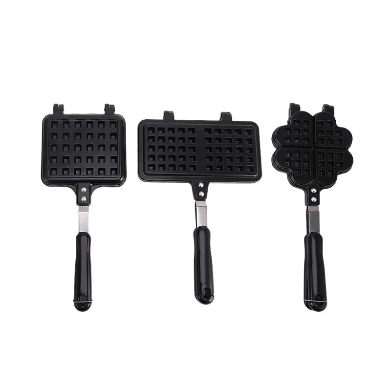 Professional Long Handle Waffle Baking Mold Square Double-Sided Waffle Maker Machine Durable Cast Aluminum Sandwich Maker Baking