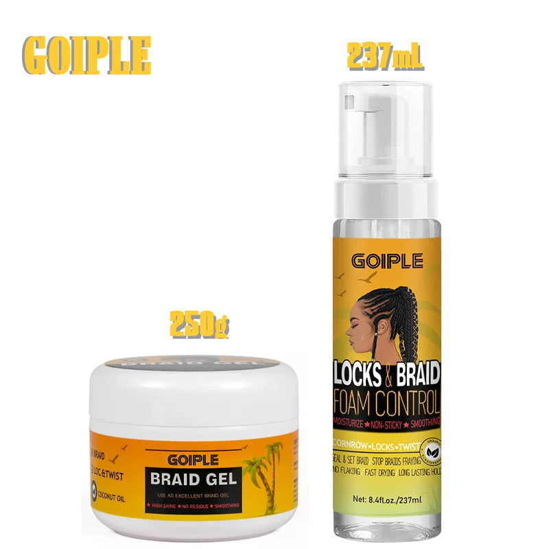 GOIPLE Hairstyle Fixative Cream Edge Control Oil Cornrow Styling Products Strong Hold Lock And Twist Foam Mousse Braid Hair Gel
