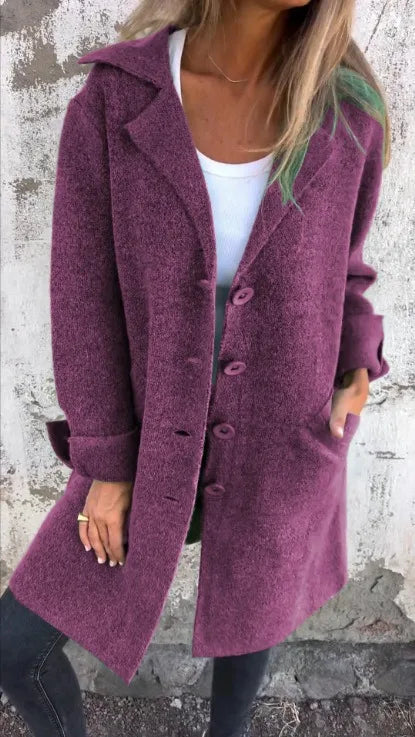 2025 New Autumn Winter Women's Clothes Trench Casual Solid Long Sleeve Outerwears Vintage Lapel Mid Length Coats Suit Jackets