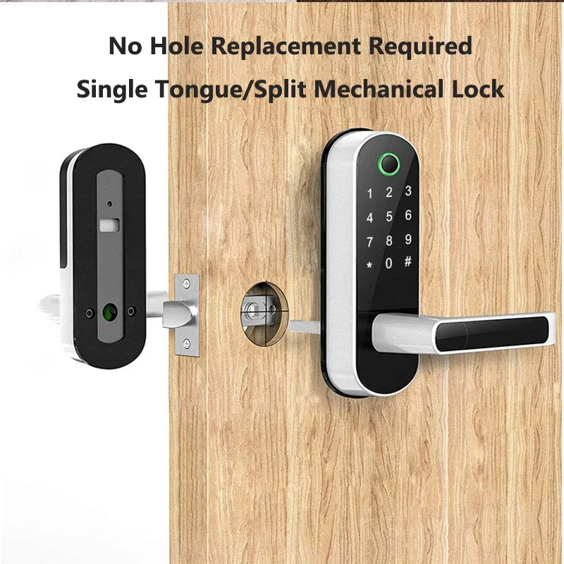 Tuya Smart Fingerprint Door Lock App Remote Control Keyless WIFI Digital Touchscreen Lock NFC with 2 IC Cards IP68 Waterproof