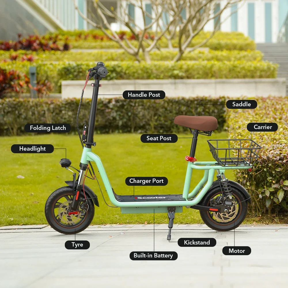 ISCOOTER I12 Adult Electric Scooter 500W Motor 36V7.5AH Battery Electric Scooter 12 Inch Urban Commuting Electric Scooter