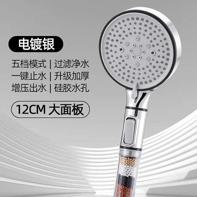 5 Modes High Pressure Shower Head Anti Limestone Filter Hygienic Remove Calcario Shower with Holder and Hose Bath Accessories