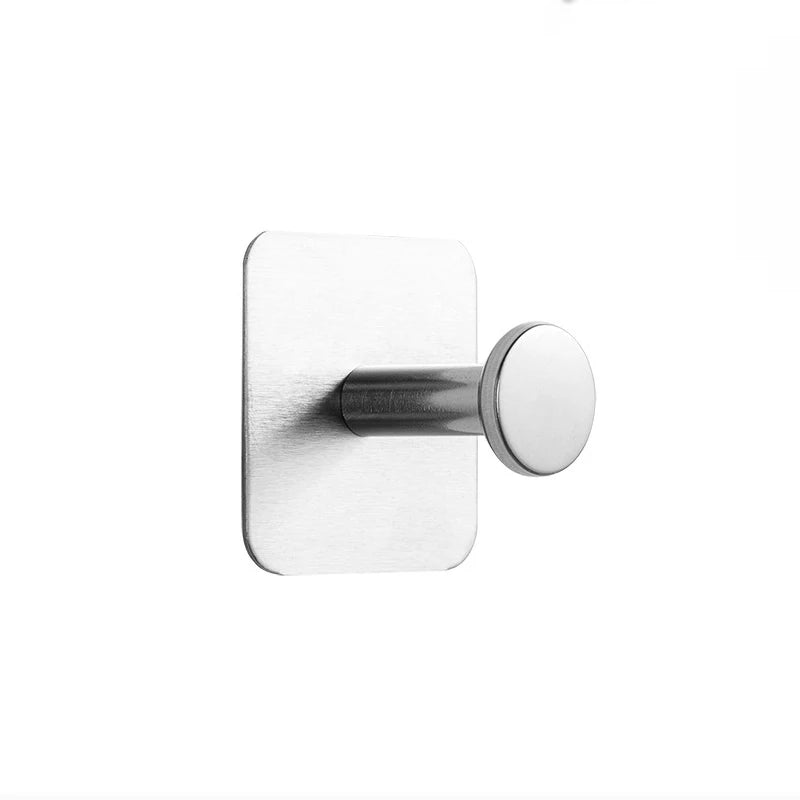 1/4pc Stainless Steel Wall Hooks Adhesive Door Key Clothes Coat Hanger Bathroom Robe Towel Hanging Holder Kitchen Organizer Hook