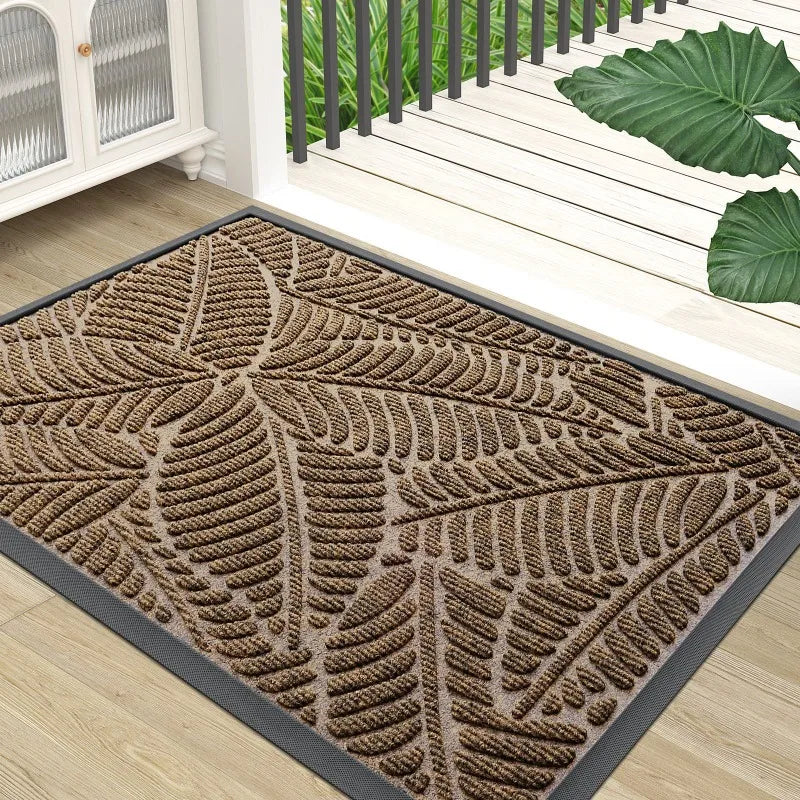 Door Mat Natural Rubber Leaf Dust & Dirt-resistant and Non-slip High-end Feel Hotel Household Home Entrance Door Floor Entryway