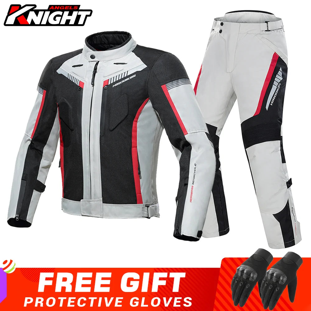 Motocross Jacket Motorcycle Jacket Pants Suit Waterproof Reflective Racing Jacket Men Biker Motorcycle Clothing Four Seasons
