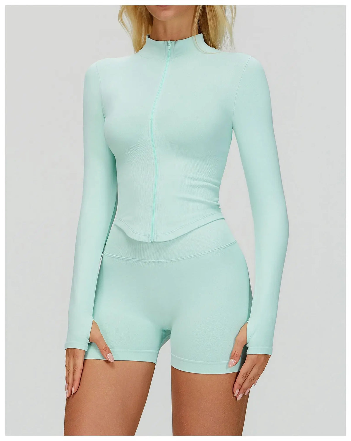 Zipper Yoga Shirts For Women Long Sleeve Seamless Fitness Running Gym Jacket Workout Dry Fit Breathable High Elastic Sports Top
