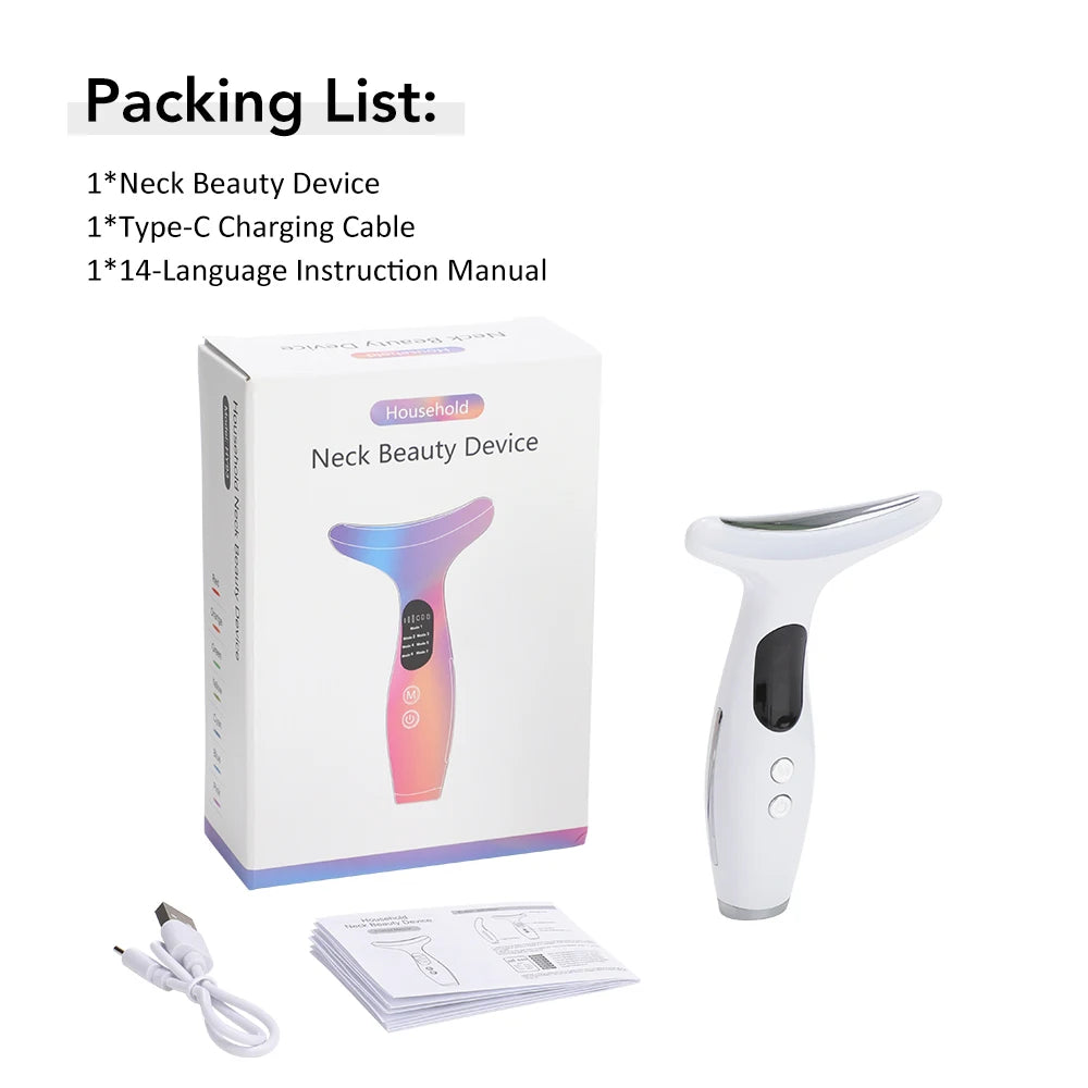  EMS Face Neck Beauty Device 7 Colors LED Light Skin Rejuvenation Tightening Anti Wrinkles Vibration Facial Lifting Massager
