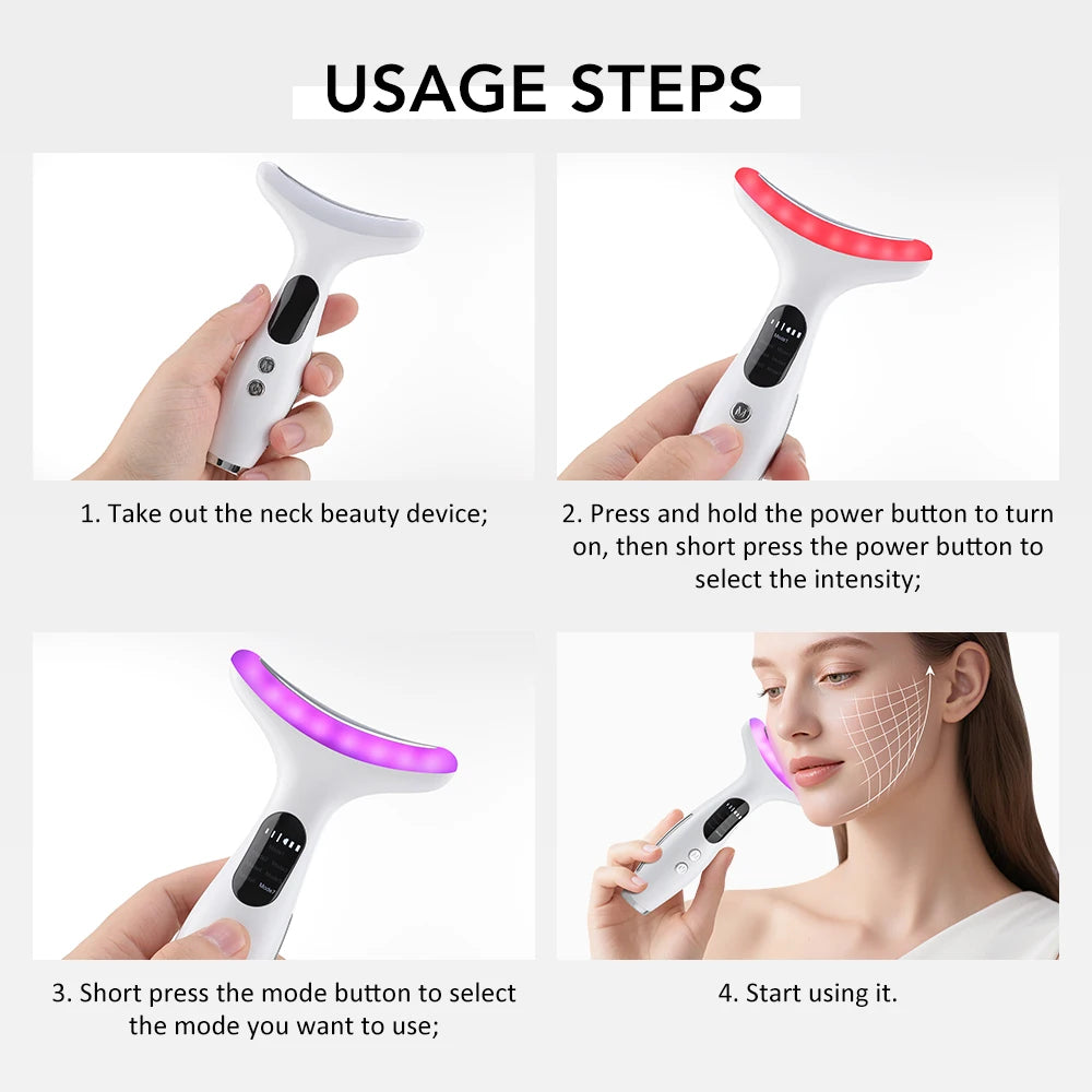  EMS Face Neck Beauty Device 7 Colors LED Light Skin Rejuvenation Tightening Anti Wrinkles Vibration Facial Lifting Massager