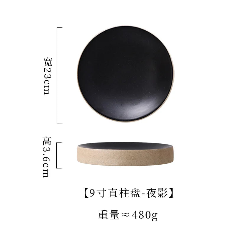 Premium Western Cuisine Plate Retro Round Plate Commercial Ceramic Tableware Cylinder  Simple Cake Dim Sum