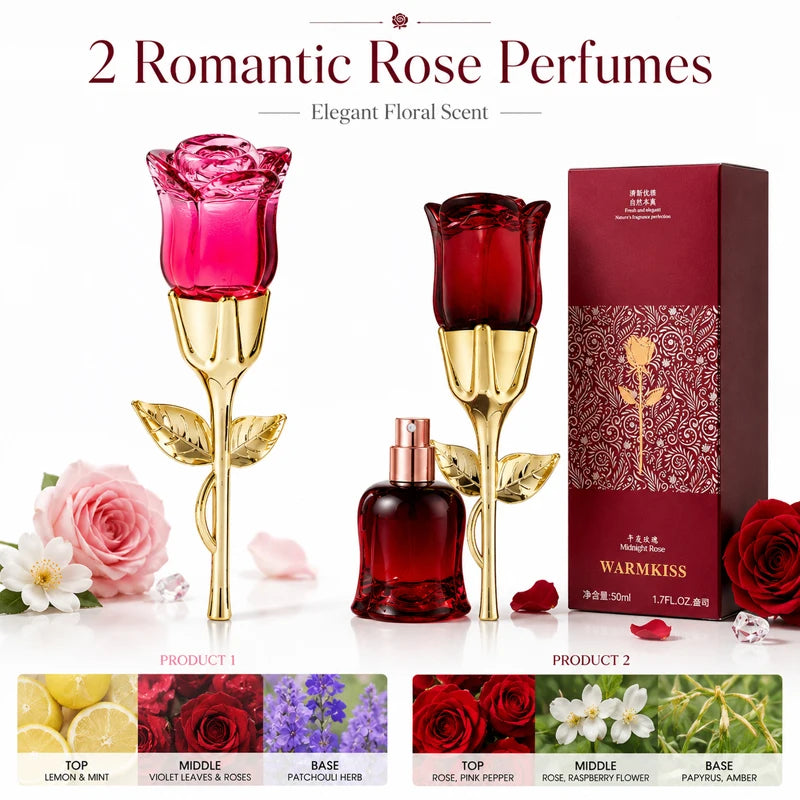 WARMKISS Midnight Rose Women Perfume Long Lasting Fresh Eau De Parfum 50ml Natural Floral Niche Scent For Romantic Date