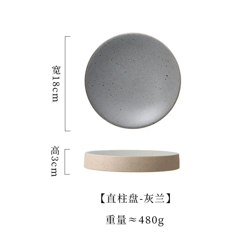 Premium Western Cuisine Plate Retro Round Plate Commercial Ceramic Tableware Cylinder  Simple Cake Dim Sum