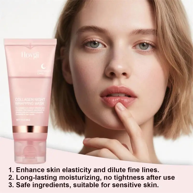 Collagen Overnight Wrapping Peel Off Facial Mask Set Korean Collagen Night Wrapping Mask Deeply Hydrates Night Care Mask Cream