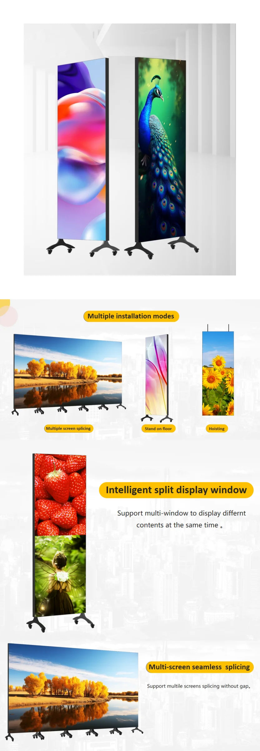 Mds Intelligent Double-Sided Screen LED Display Seamless Splicing Cluster Management with Split Display Window