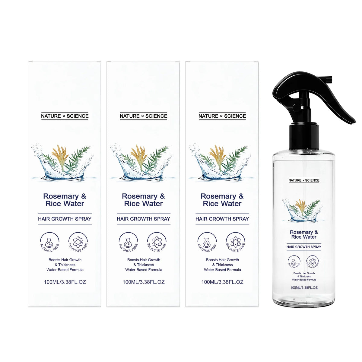Rosemary & Rice Water Hair Spray Nourishing Hair Roots Repair Dry Hair Improving Smoothness Fragrance Soothing Hair Care Spray
