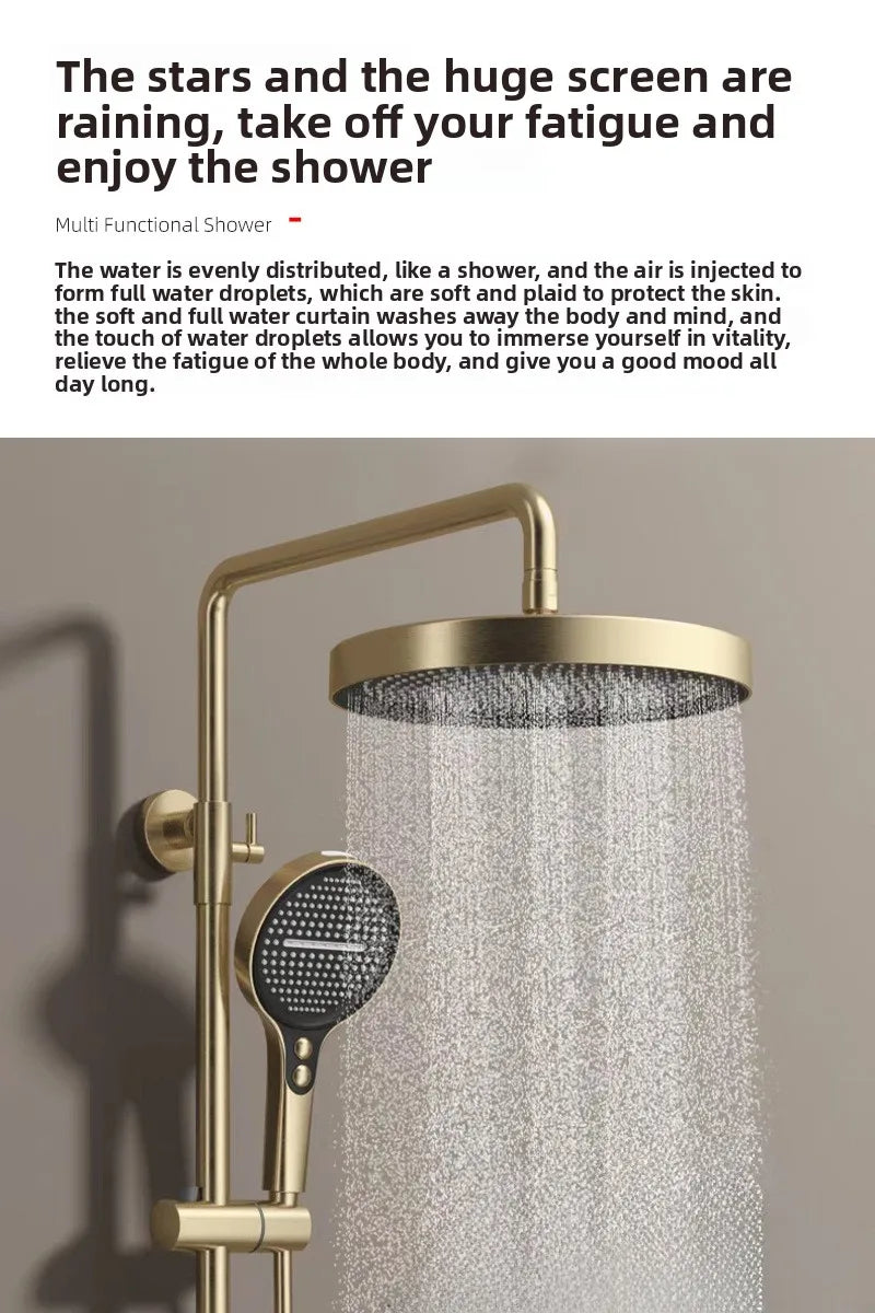 Hotel Grade All Copper Waterway Shower Set Hot Cold Multifunction Pressure Shower Head Storage Shelf Copper Shower Set Bathroom