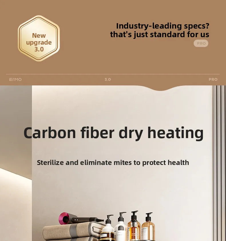4-layer Intelligent Electric Heated Towel Rack Dryer With Fast Sterilization And Wall Mounted  No drilling required