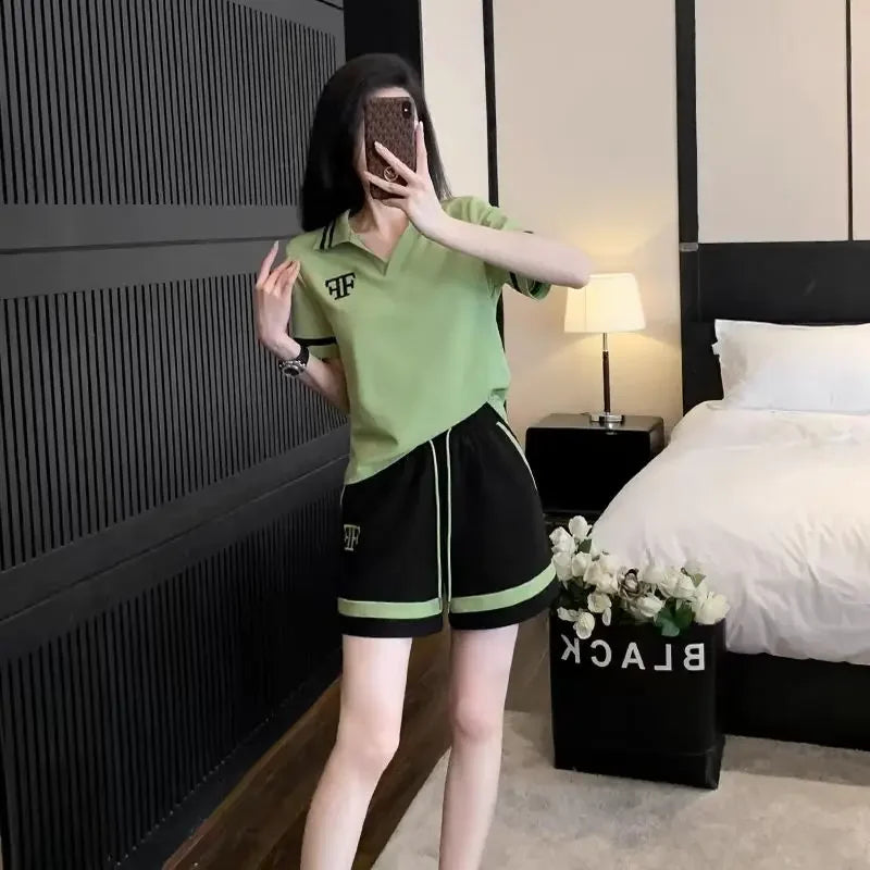 Women's Short Sets 2 Pieces Top and Bottom Tracksuit Female Shorts Sleeve Vacation Outfits Woman 2025 Novelty In New Products