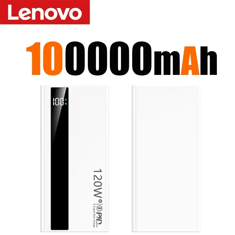Lenovo 120W 50000mAh CCC Power Bank Super Fast Charging Ultra Capacity Portable Battery Charger LED Digital Display For IPhone