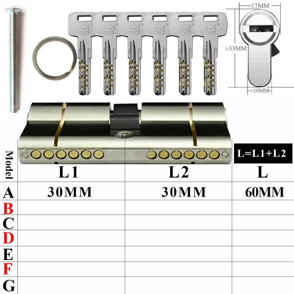 Customize the same key to open all cylinder doors European standard high quality Door lock 11-pin anti-theft lock cylinder