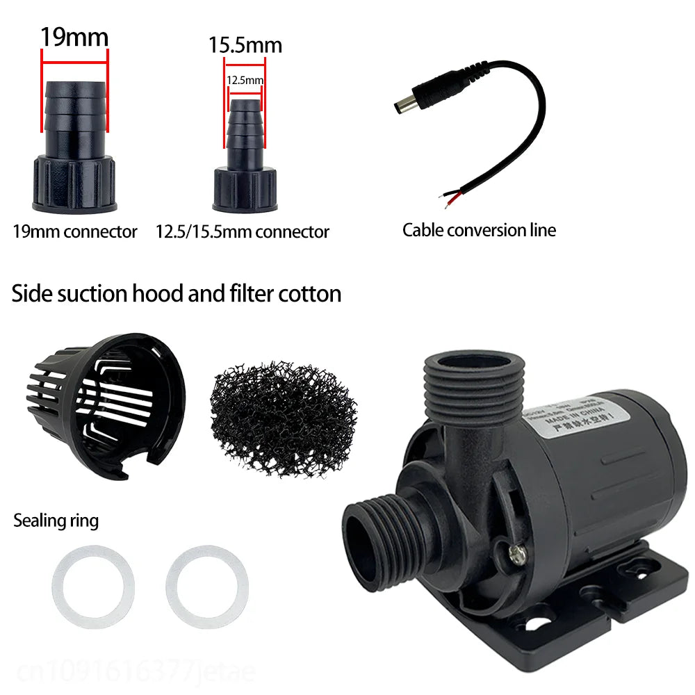 DC12/24V 960L/H Small Brushless Motor Submersible Pump for Fish Tank Circulation, Fish Pond Landscaping, Solar Water Pump