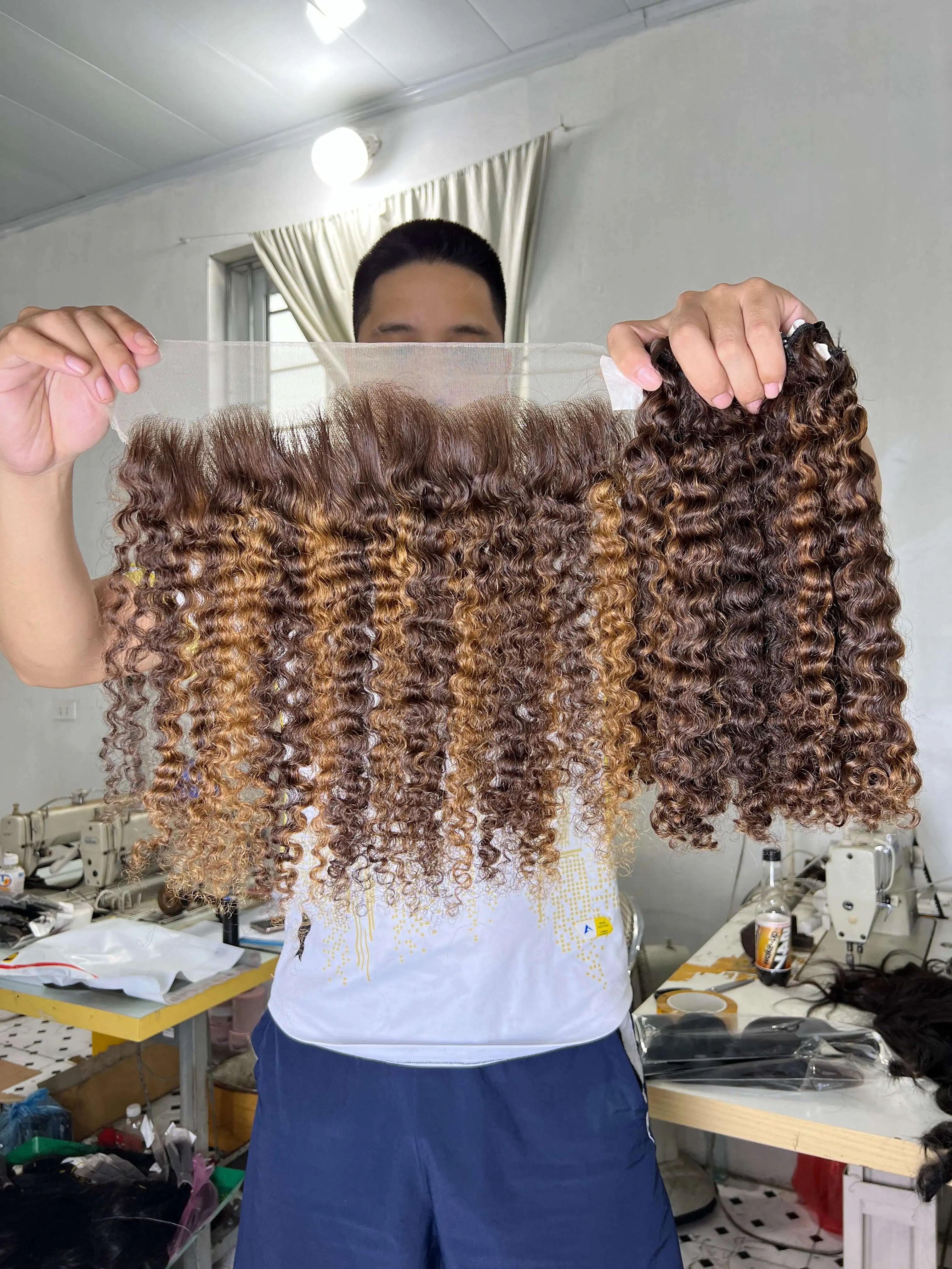 CDYHAIR Wholesale Price Beautiful High Quality Vietnamese Curly Human Extensions Machine Double Weft Super Double Drawn Piano