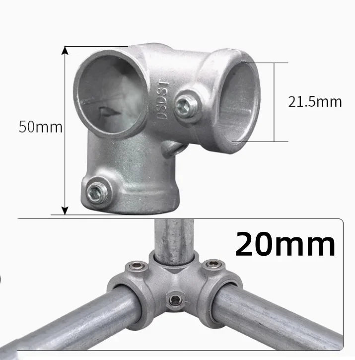 20/25mm Round Tube Pipe Joint Pipe Fitting Aluminum Alloy Steel Pipe Connectors DIY Clothes Hanger Plant Rack Shed
