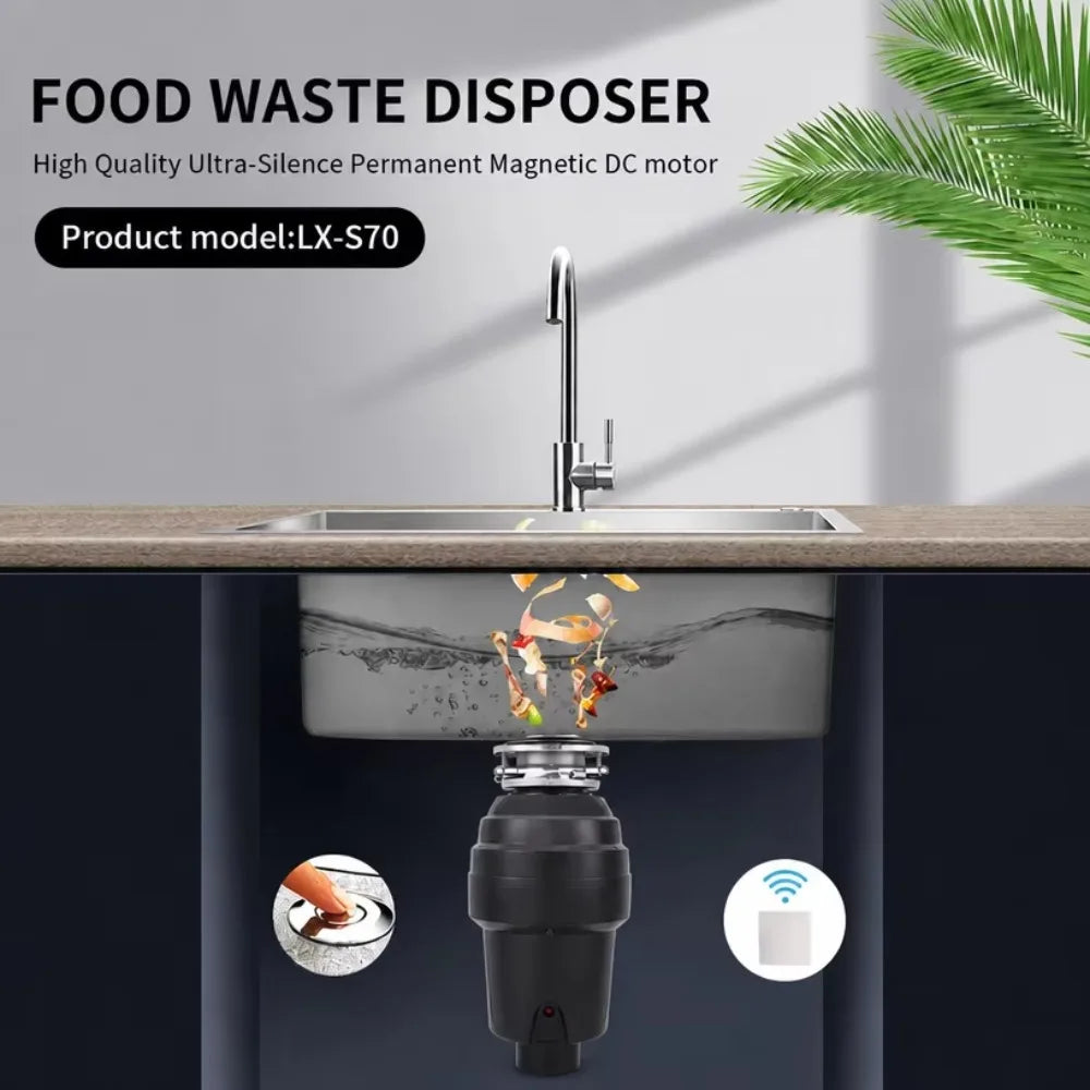 High Effective Kitchen Sink Garbage Disposal Food Waste Crusher Continuous Feed 1 HP Stainless Steel Grinding Chamber OEM ODM