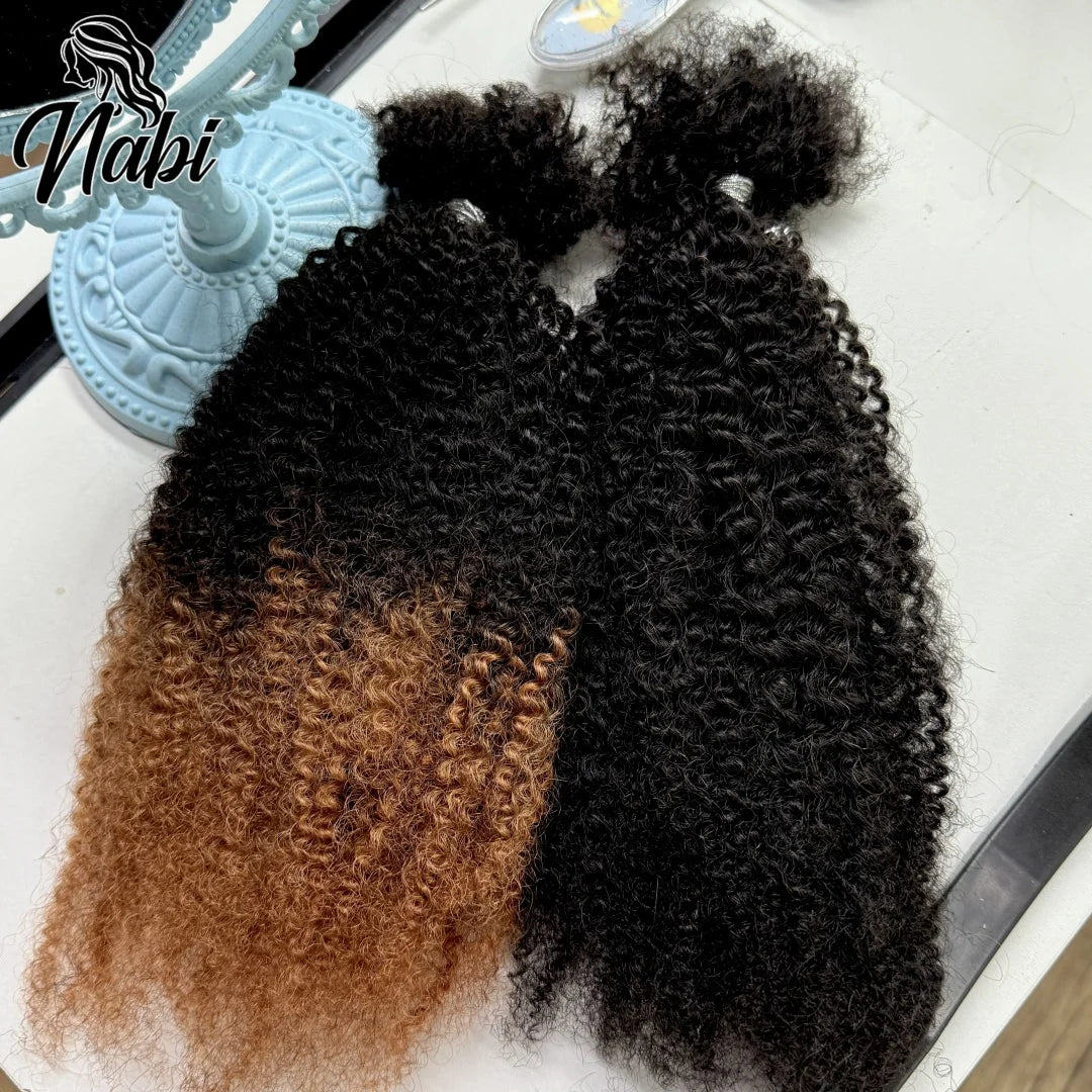 Mini Twist 4C Afro Kinky Curly Hair Bulk No Weft Crochet Human Hair Colored Bundles for Mini Braid Dreadlock Extension