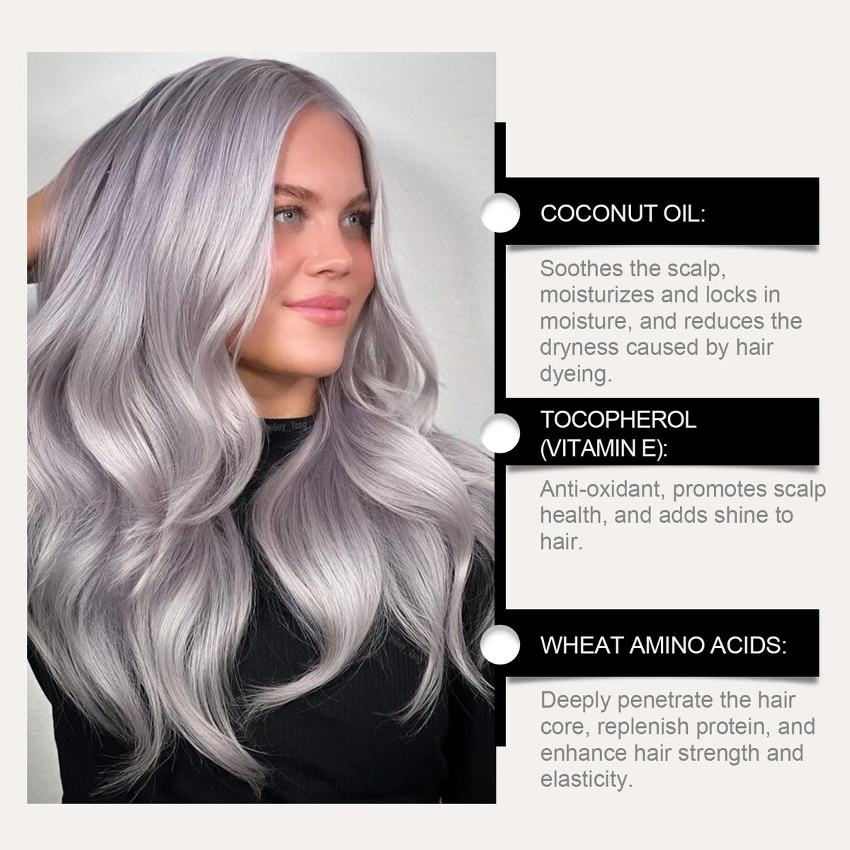 HOEGOA Silver Grey Hair Dye Spray Long-lasting Locking Color Plant Extract Formula Nourishing Roots Hair Care Prevent Dryness