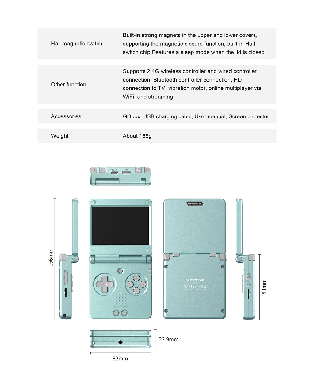 Anbernic RGSP Flip Classic Handheld Game Console 3.4'' IPS Linux 64-bit 3300mAh Retro Gaming Player Wifi HD-Connect To TV RG SP