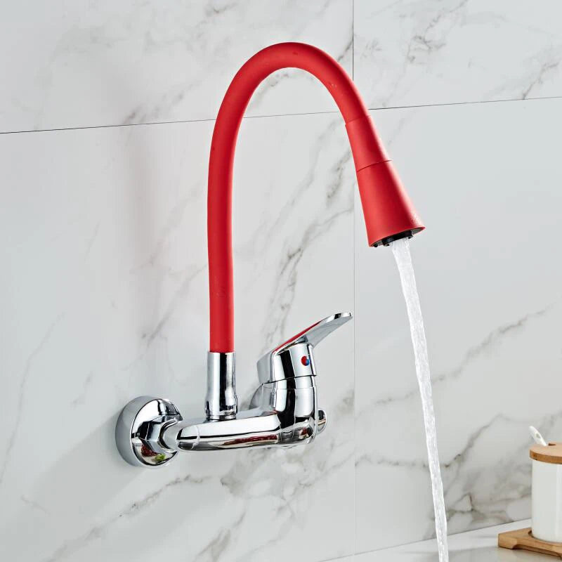 BAKALA Black Brass Chrome Taps For Kitchen Sink Kitchen Tap Chrome Dual Hole Wall Kitchen Mixer Kitchen Faucet Torneira Cozinha