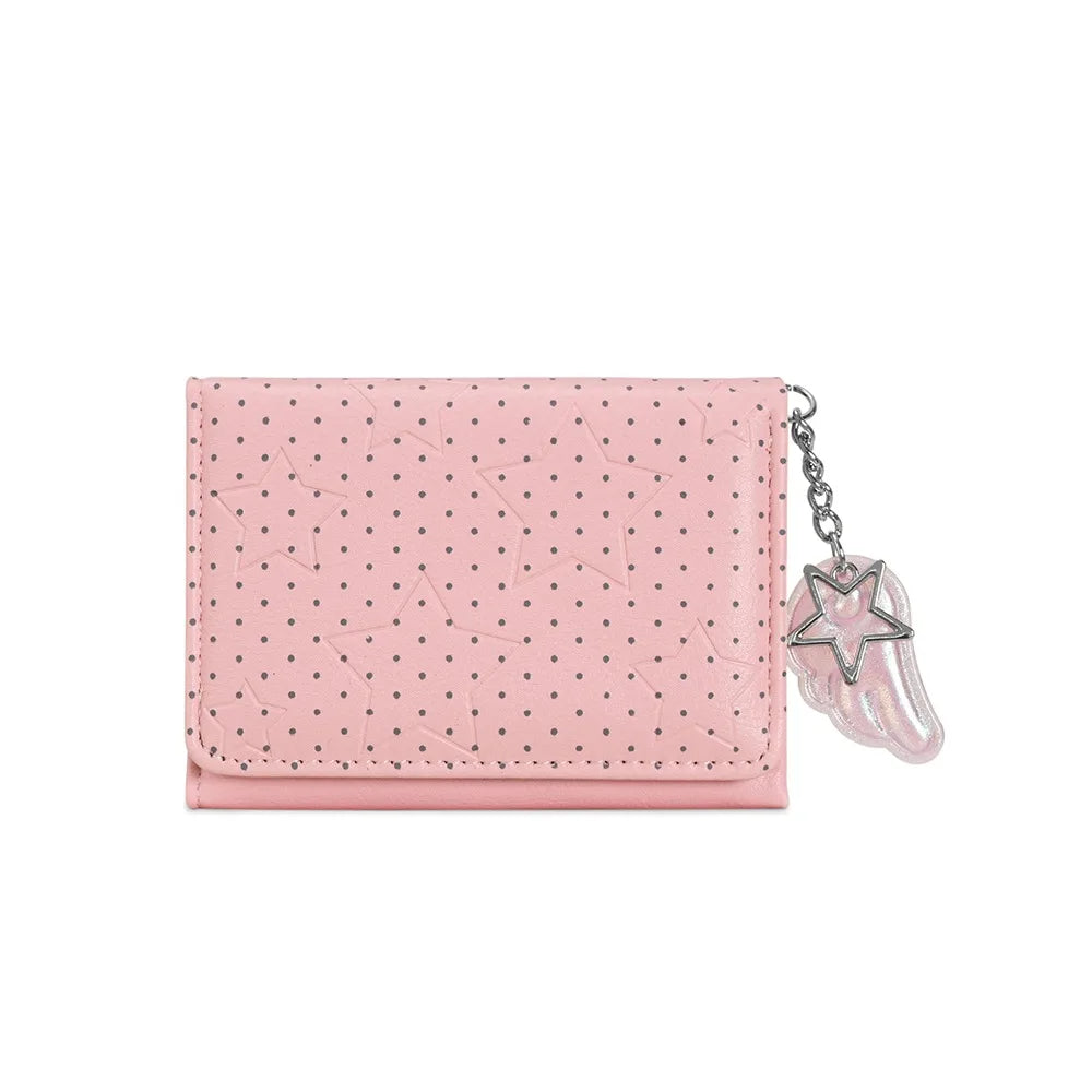 Fashion Y2K Tri-fold Wallet Wing Pendant Star Dot Coin Purse Zipper Clouse Multicolor Women's Wallet for Students